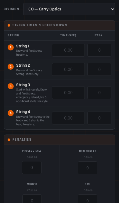 SS IDPA 5X5 Calculator